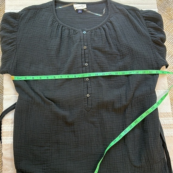 Black gauzy cotton long sleeve dress SZ M - Picture 5 of 10
